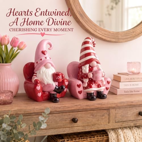 Wesiti 2 Pcs Valentine Gnome Figurines, 4.33 Inch Resin Decor for Tabletop - Image 6