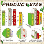 Lineshading 4 Pcs Cinco De Mayotable Decor Wooden Books Stack Mexican Sign - Image 3