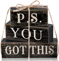 Yuntau 4 Pcs Farmhouse Motivational Decor Wooden Block Black Decor by Yuntau