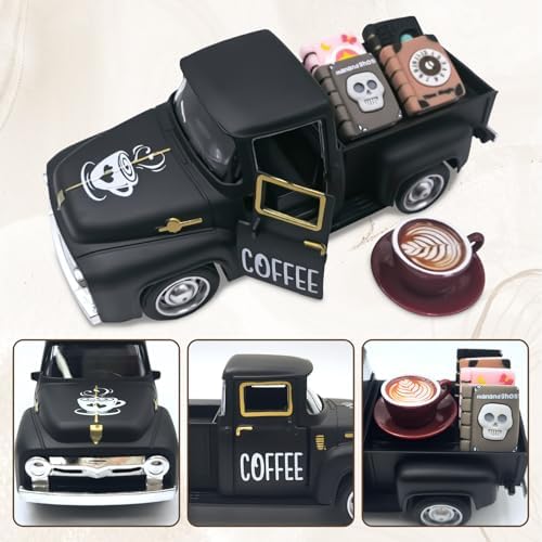Coffee Decor for Coffee Bar Vintage Metal Truck Decor, Black - Image 3