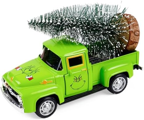Christmas Green Truck Decor, Green Tree Truck Decorations for Home Indoor, Mini Cute Christmas Tree Tiered Tray Decor, Farmhouse Kitchen Tabletop Centerpiece Decorations by Unknown