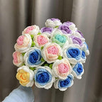JOONOR 10 Pcs Hand-Woven Roses, Crochet Rose Flower Bouquet, Multicolor - Image 3