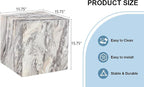 16'' Cube Coffee Table with Marble Stone Pattern, Square No Assembly End Table - Image 8