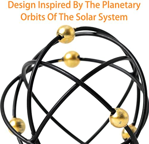 4.5" Modern Geometric Table Decor, Metal Decorative Sphere with Gold Balls - Image 3