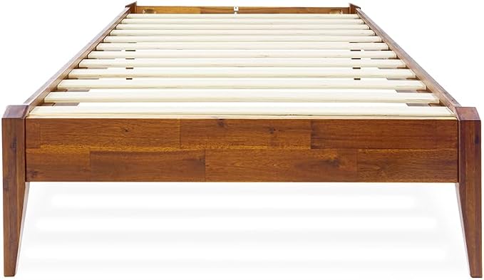 Bme Dinkee Twin Bed Frames without Headboard, Acacia Wood 15 Inch Platform Bed - Image 3