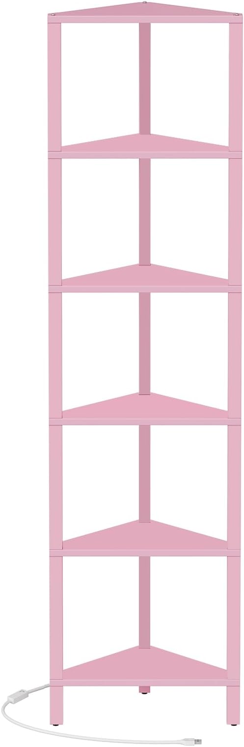 TUTOTAK Corner Shelf with LED Light, 6-Tier Corner Bookshelf - Image 7