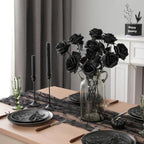 Nubry Artificial Silk Roses, 10pcs Fake Black Roses Bouquet - Image 5