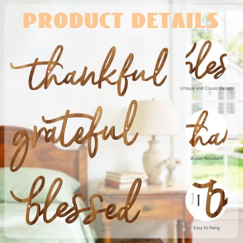 3 Pieces Thankful Grateful Blessed Letter Sign Metal Wall Decor - Image 7