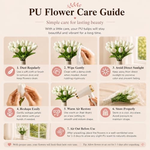 Mandy's 20pcs Artificial Pure White Tulips - Image 6