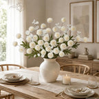 24Pcs White Faux Silk Mums Artificial Flowers Bulk with Eucalyptus Stems - Image 4