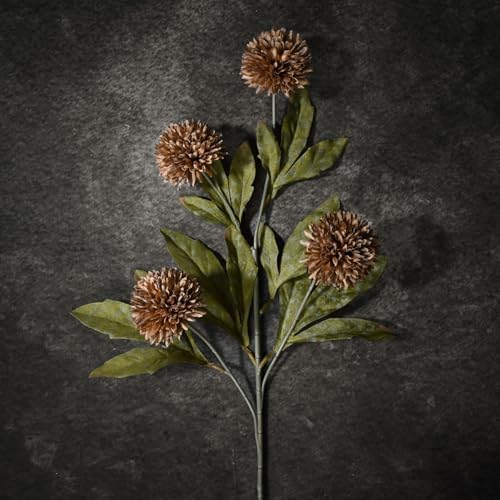 Waipfaru 6 Pcs Artificial Pompon Mums Faux Flowers for Vase, 27" Bulk Long Floral Fake Chrysanth Branches with Stems Vase Filler for DIY Bouquet Centerpieces, Indoor Home Decorations, No vase, Brown - Image 4