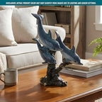 Dolphin Statue - Triple Dolphins Swimming Figurine Coastal Home Decor Tabletop Collection (Aqua) - Image 6