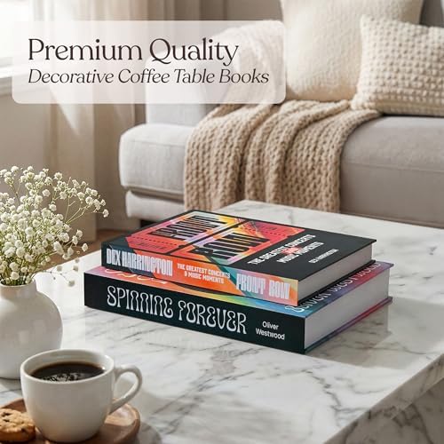 MESMOS Decorative Books for Shelves, Coffee Table Decor Faux Books for Decoration, Works as Hidden Storage Box, Magnetic Closure, Linen Texture, Packaged in Aesthetic Fake Book (Music & Pop Culture) - Image 4