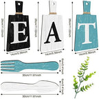Jetec Cutting Board Eat Sign Set Wall Decor, Black, White, Teal - Image 3