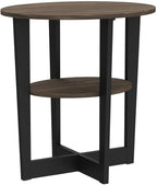 Furinno JAYA Side Table Set of 2, 2-Tier Round Modern End Table - Image 4