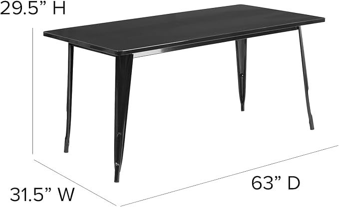 Flash Furniture Charis Commercial Grade 31.5" x 63" Rectangular Black Metal - Image 3