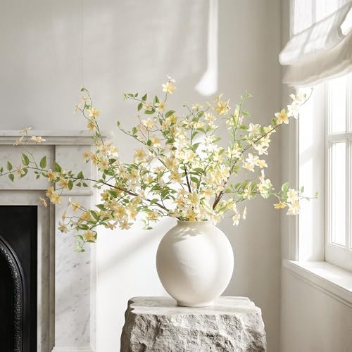 Fake Flowers, 3 Pcs Artificial Flowers Greenery Stems Faux Greenery Stems Branches for Vases Realistic Silk Real Touch Spring Greenery Stems Bulk Bedroom Office Wedding Table Summer Home Decor - Image 4