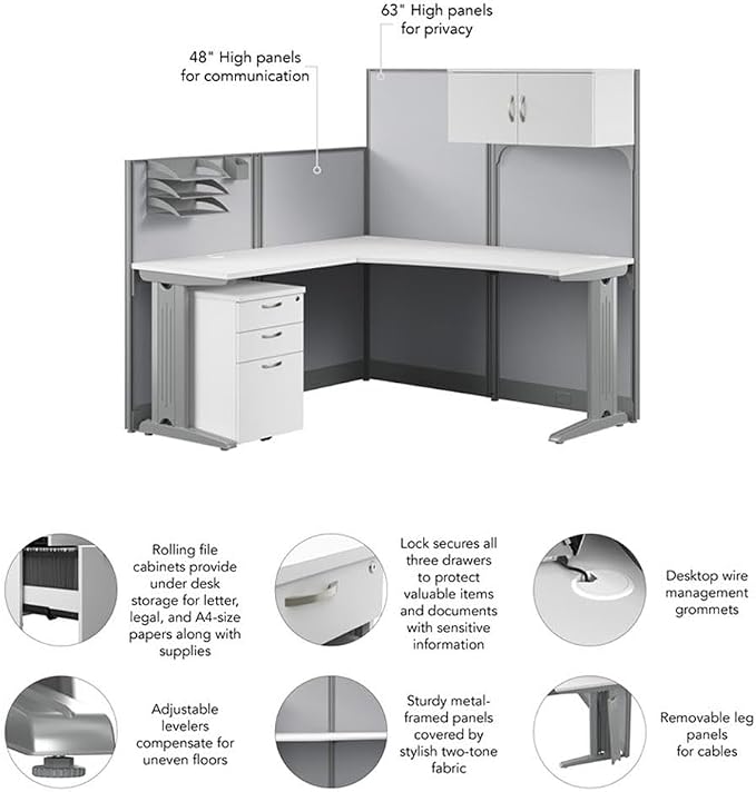 Bush Business Furniture Office in an Hour 65W L Shaped Cubicle Desk - Image 8