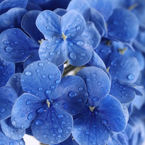 Coferset 3pcs Lifelike Real Touch Hydrangea Artificial Flowers,Royal Blue - Image 2