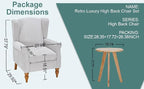 Coffee Table Armchair Set, High Back Reading Chair Solid Wood Side Table for - Image 2