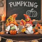 Hodao Fall Gnomes Decorations for Home, Resin Thanksgiving Figurines Decor with Pumpkin, Sunflower & Acorn, Autumn Thanksgiving Harvest Gift for Indoor Table Shelf Decor - 2 Pcs - Image 6