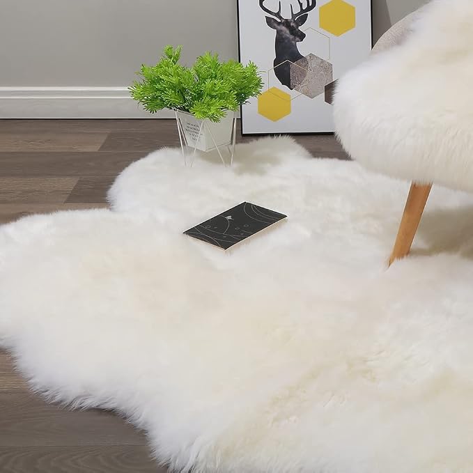 LLB Genuine Sheepskin Area Rug Wool Rug Fur Carpet Fluffy Shaggy Fur Rug - Image 5