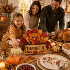Thanksgiving Turkey Decor, Pumpkin Farmhouse Fall Sign, Wooden Thanksgiving Table Decorations for Home, Mantel, Office & Indoor, Party Shelf Decor, Vintage Colorful (Thanksgiving Turkey Decor) - Image 3