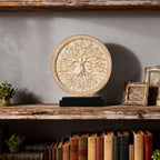 Tree of Life Sculpture, Round Decorative Resin Statue with Tree Relief Design, Modern Tabletop Home Decor Accent for Living Room Shelf, Mantel, Console Table and Office - Image 7
