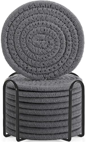 Woven Drink Coasters with Holder, Coasters for Drinks Set of 10 by ABenkle