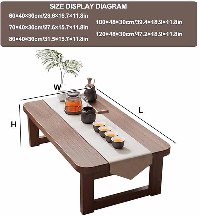 31.5in Japanese Floor Table, Vintage Tea Table Low Table, Rectangular Style - Image 3