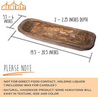 Decorative Wooden Dough Bowl Decor Approx 20 Inch, Hand Carved Spanish Oak - Image 3