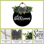 Bathroom Wall Decor,Bathroom Sign,Rustic Round Wooden Wreath Sign,Bathroom Wooden Wall Sign for All The Seasons - Image 6