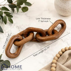 21” Brown Wood Chain Link Decor, Decorative Coffee Table Accent - Image 4