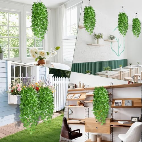 Fake Watermelon Pattern Vines Artificial 2 Pack, 40" Unique Pattern Leaf Hanging Plants for Wall Decor Indoor, Artistic Trailing Vines for Boho Modern Home Decor - Image 7