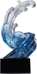 Modern Abstract Decorative Wave Statue, Blue Abstract Art Home Decor,Crystal Ball Art Wave Resin Sculpture, Office Desk Stand, Dining Table Center Decorative Aesthetics(B,Navy-Blue) by XYQXYQ