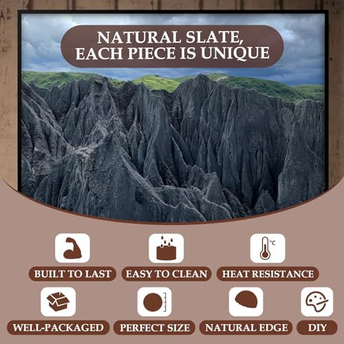 Slate Coasters Set of 8 with Metal Holder, Modern Stone Coasters for Drinks - Image 3