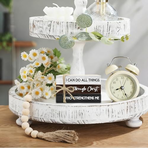Decorative Books for Home Decor, Wood Book Stack for Table Decor, I Can Do All Things Through Christ Who Strengthens Me Decoration Books for Office Shelf, Farmhouse Stacked Books Decoration (L71) - Image 4