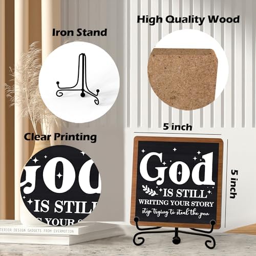 Home Decor, Farmhouse Shelf Decor For Living Room, Boho Aesthetic Table Decorations, Christian Gifts For Women Men, Entryway Tv Stand Fireplace Mantle Coffee Table Decoration (story-02) - Image 2