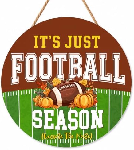 Fall Football Season Decorations for Home, Fall Welcome Door Wooden Sign by Catta