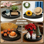 12in Decorative Tray for Coffee Table Tray Decor, Black 100% Solid Concrete Decorative Round Tray for Kitchen, Living Room, Home Decor - Image 3