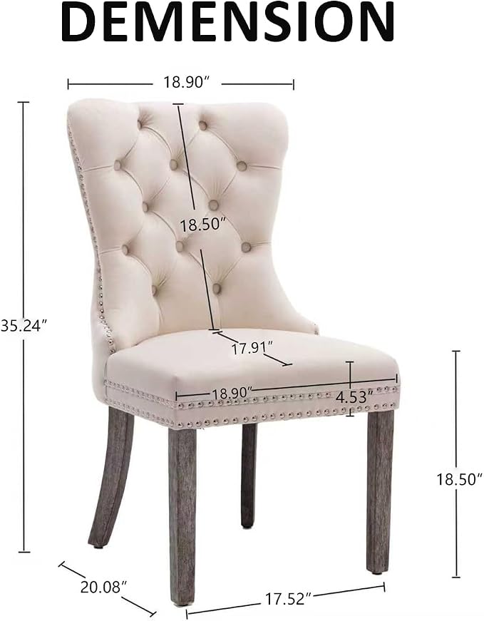 KCC Velvet Dining Chairs Set of 4, Upholstered High-end Tufted Dining Room Chair - Image 3