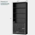Modern Bookshelf with Doors, Industrial Bookshelves with 6-Tier Shelf, 71 - Image 2