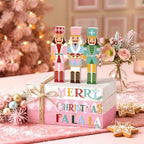 Geelin 4 Pcs Christmas Pink Nutcracker Table Decoration Stacked Wooden Book - Image 2
