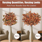 3PCS Fall Stems for Vases, Faux Eucalyptus Stems, Orange Brown - Image 5