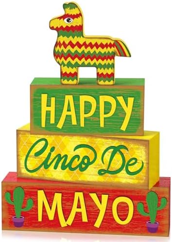 Marsui 4 Pcs Cinco De Mayo Decorations Wooden Mexican Table Signs by Marsui