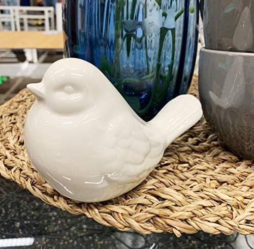 KiaoTime New White Glazed Ceramic Bird Figurine, Bird Statue, French Country Garden Cottage Bird Ornaments, Home Decor Accents Collectible Bird Figurine - Image 3