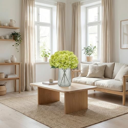 6Pcs 13" Light Green Silk Hydrangea Artificial Flowers - Image 5
