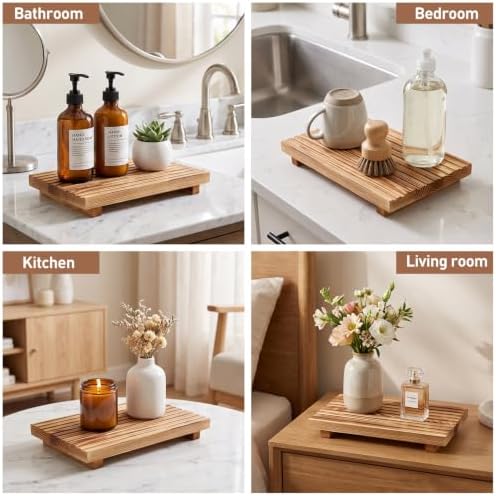 Wood Pedestal Stand Riser for Bathroom Tray Kitchen Sink Counter Decor Tray - Image 7