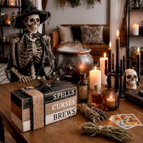 4 Pcs Halloween Table Decorations, Rustic Mini Books Stacks Decor - Image 2