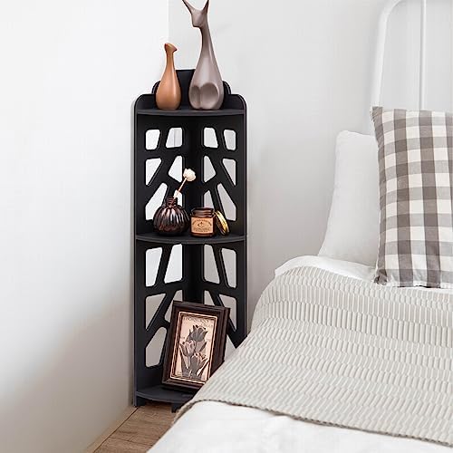 J JINXIAMU Corner Shelves,Corner Shelf Stand Waterproof Great for Bathroom Storage Tight Space,Small Shelf Stand Fit for Toilet Paper Holder Storage, Corner Tables for Small Space,Black - Image 6